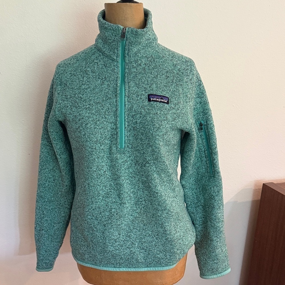 Patagonia sz S Better Sweater 1/2 zip Heathered Aqua Fleece great condition